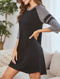 Color Block Short Sleeve Lounge Night Dress_CWSPJ00573