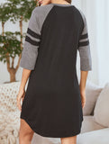 Color Block Short Sleeve Lounge Night Dress_CWSPJ00573