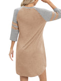 Color Block Short Sleeve Lounge Night Dress_CWSPJ00573