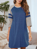 Color Block Short Sleeve Lounge Night Dress_CWSPJ00573
