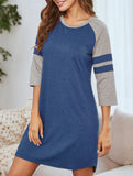 Color Block Short Sleeve Lounge Night Dress_CWSPJ00573