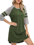 Color Block Short Sleeve Lounge Night Dress_CWSPJ00573