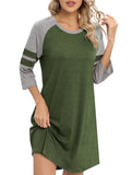 Color Block Short Sleeve Lounge Night Dress_CWSPJ00573