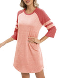 Color Block Short Sleeve Lounge Night Dress_CWSPJ00573