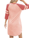 Color Block Short Sleeve Lounge Night Dress_CWSPJ00573