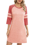 Color Block Short Sleeve Lounge Night Dress_CWSPJ00573