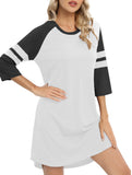 Color Block Short Sleeve Lounge Night Dress_CWSPJ00573
