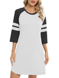 Color Block Short Sleeve Lounge Night Dress_CWSPJ00573