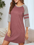 Color Block Short Sleeve Lounge Night Dress_CWSPJ00573