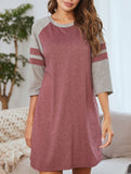 Color Block Short Sleeve Lounge Night Dress_CWSPJ00573