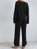 Ribbed Long Sleeve Pajama Set Two Piece_CWSPJ00579