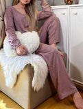 Ribbed Long Sleeve Pajama Set Two Piece_CWSPJ00579