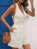 Stripe Halter Waist Romper