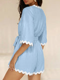 V Neck Lace Trim Romper