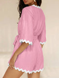 V Neck Lace Trim Romper