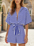 Ruffle V-Neck Sleeveless Belted Jumpsuit ??Elegant Solid Color Women's Jumpsuit
