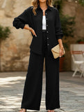 two-piece shirt and straight pants suit