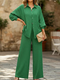 two-piece shirt and straight pants suit