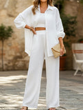 two-piece shirt and straight pants suit