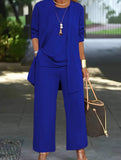 Round neck sleeveless vest wide-leg pants suit