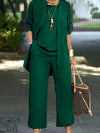 Round neck sleeveless vest wide-leg pants suit