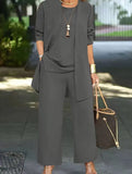 Round neck sleeveless vest wide-leg pants suit