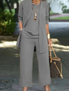 Round neck sleeveless vest wide-leg pants suit