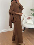 Solid color round neck bat sleeve suit