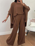 Solid color round neck bat sleeve suit