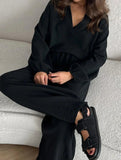 Long-sleeved top drawstring trousers set