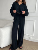 Long-sleeved top drawstring trousers set