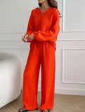 Long-sleeved top drawstring trousers set