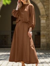 Loose top and wide skirt two-piece suit