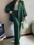 Long-sleeved lapel shirt and trousers suit