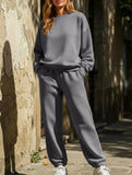 long-sleeved round-neck sweatshirt suit