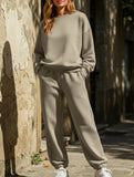 long-sleeved round-neck sweatshirt suit
