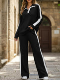 Loose sweatshirt and wide-leg pants suit