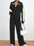 Loose sweatshirt and wide-leg pants suit