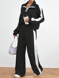 Loose sweatshirt and wide-leg pants suit