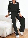 Loose sweatshirt and wide-leg pants suit