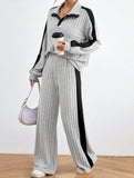 Loose sweatshirt and wide-leg pants suit