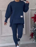 irregular long-sleeved sweatshirt suit