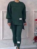 irregular long-sleeved sweatshirt suit