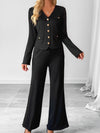 Simple style jacket solid color wide-leg pants suit