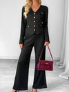 Simple style jacket solid color wide-leg pants suit