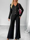 Simple style jacket solid color wide-leg pants suit