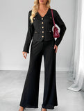Simple style jacket solid color wide-leg pants suit