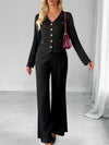 Simple style jacket solid color wide-leg pants suit