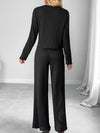 Simple style jacket solid color wide-leg pants suit