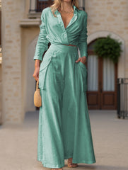 Fashionable two-piece shirt suit